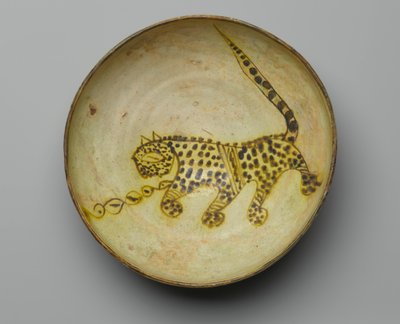 Bowl depicting a cheetah by Persian School